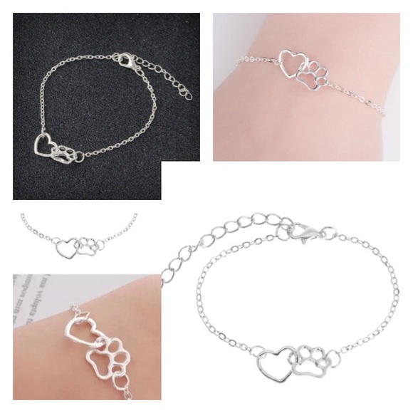 NEW!💙💎🐾SILVERY!💍PAW PRINT🐾HEART💗BRACELET💎💙 - Picture 3 of 8